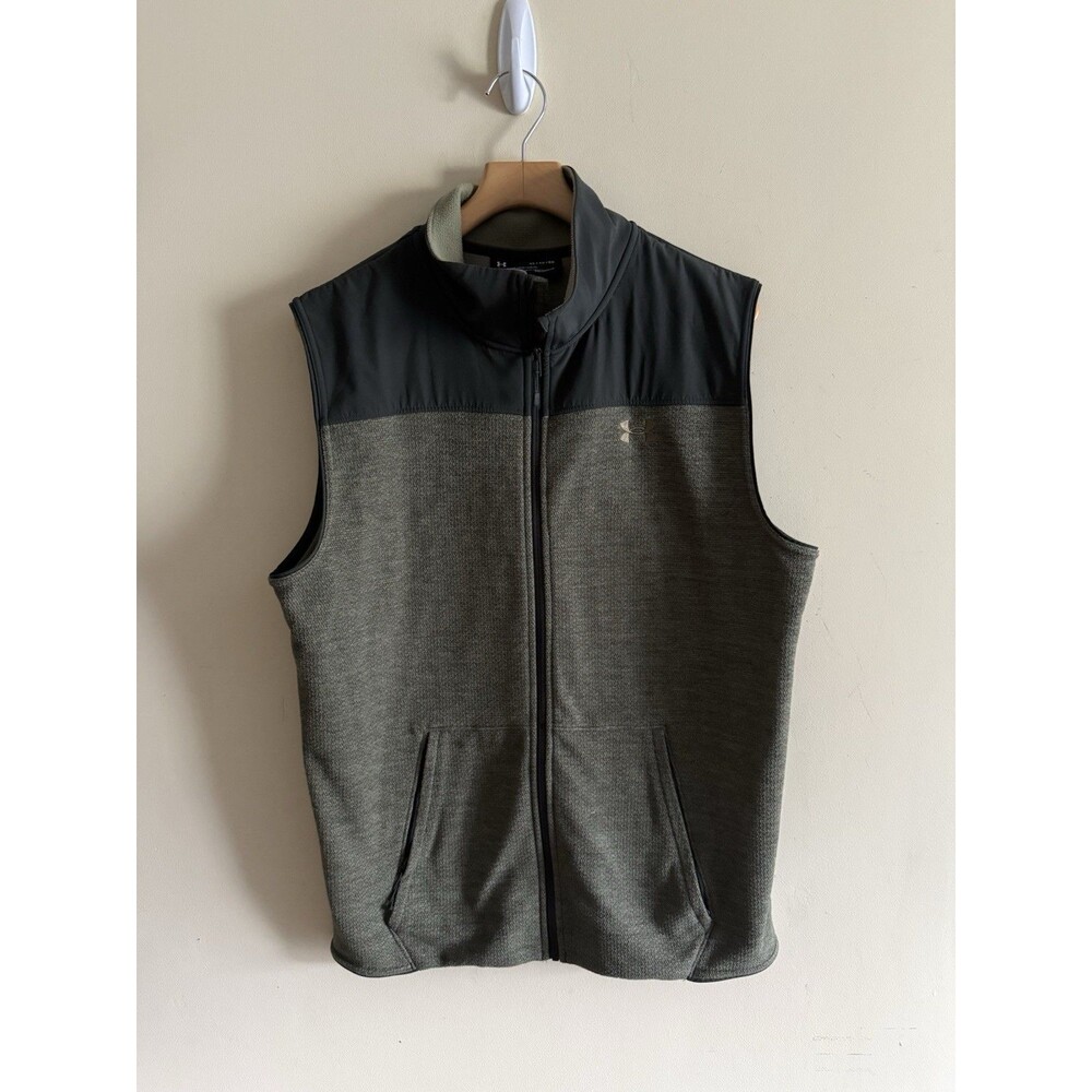Under Armour Men's Grid Full Zip Pockets Specialist Vest Green XL Cold Gear